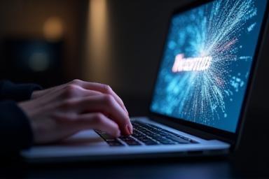 Typing on a laptop keyboard